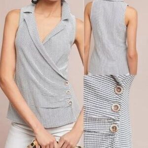 Anthropologie maeve striped collared wrap sleeveless top women’s size‎ XL